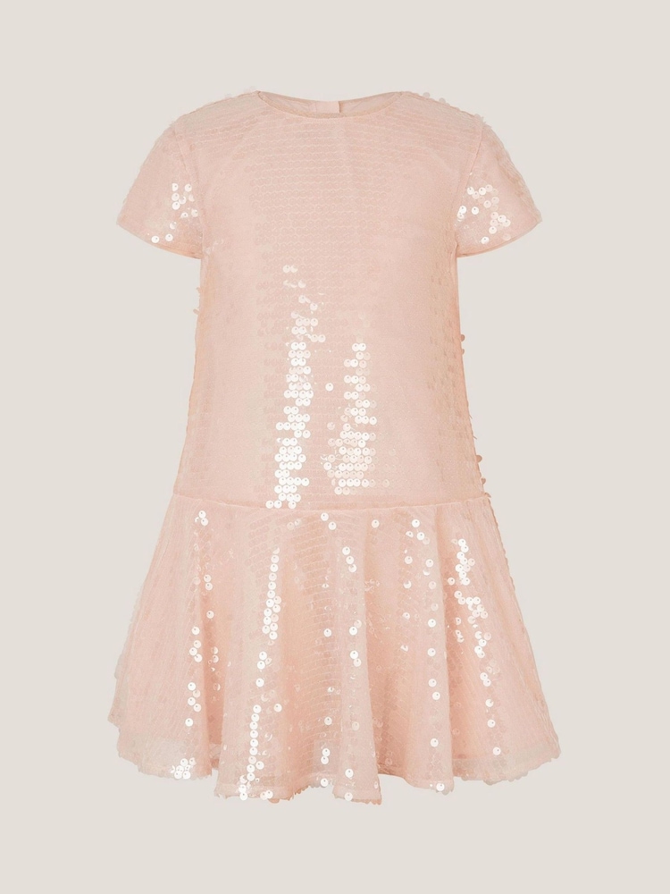 Monsoon Pink Sequin Drop Waist Dress - Image 1 of 1