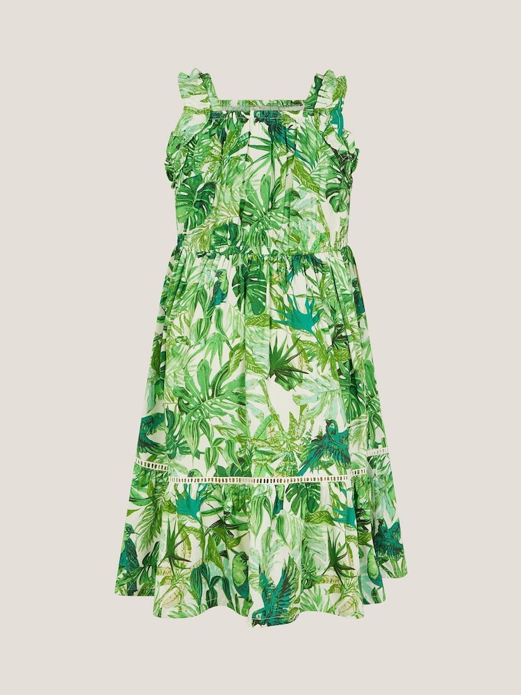 Monsoon Green Jungle Print Sleeveless Dress - Image 2 of 3 Monsoon Green Jungle Print Sleeveless Dress - Image 2 of 3