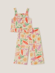 Monsoon Natural Palm Print Top and Trousers Set - Image 1 of 4
