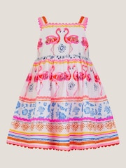 Monsoon Natural Baby Sequin Embellished Flamingo Dress - Image 2 of 4
