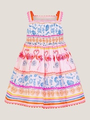 Monsoon Natural Baby Sequin Embellished Flamingo Dress - Image 3 of 4