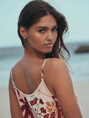 Floral Palm Print Thin Strap Maxi Dress - Image 4 of 8