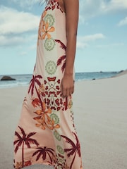 Floral Palm Print Thin Strap Maxi Dress - Image 5 of 8