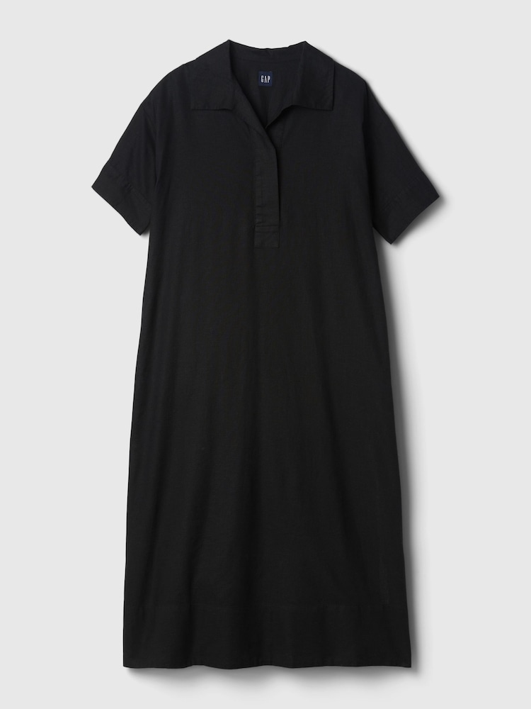 Gap Black Linen-Cotton Short Sleeve Maxi Dress - Image 5 of 5 Gap Black Linen-Cotton Short Sleeve Maxi Dress - Image 5 of 5