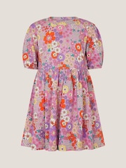 Monsoon Purple Floral Print Jersey Skater Dress - Image 1 of 3
