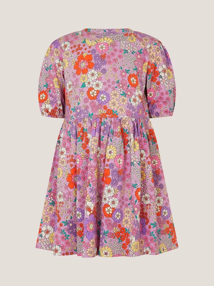 Monsoon Purple Floral Print Jersey Skater Dress - Image 1 of 3
