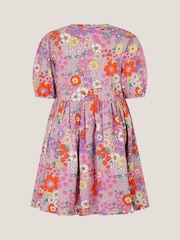 Monsoon Purple Floral Print Jersey Skater Dress - Image 2 of 3
