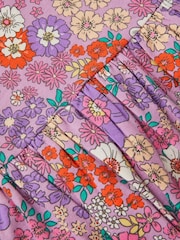 Monsoon Purple Floral Print Jersey Skater Dress - Image 3 of 3