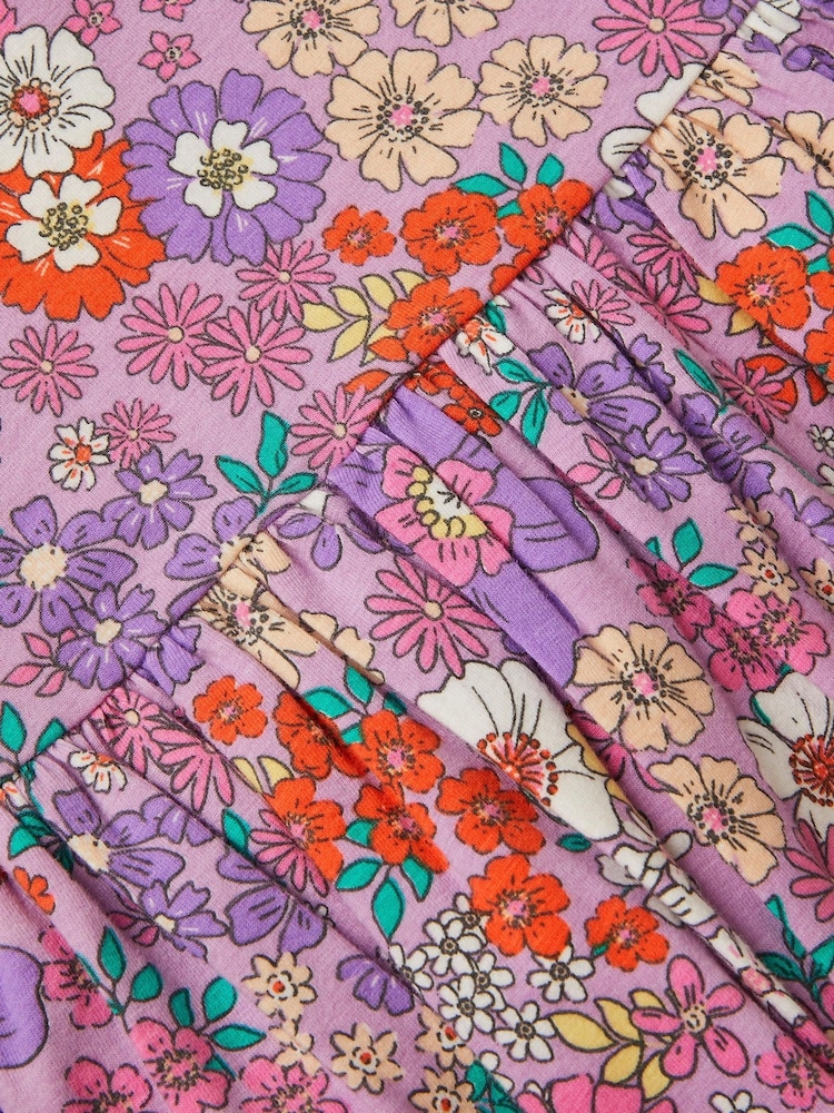 Monsoon Purple Floral Print Jersey Skater Dress - Image 3 of 3