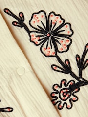 Monsoon Natural Floral Print Embroidered Bomber Jacket - Image 4 of 4