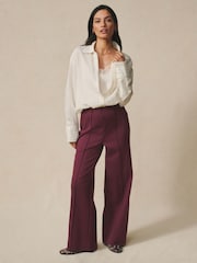 Berry Red N. Premium Wide Leg Jersey Trousers - Image 1 of 7