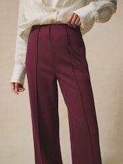 Berry Red N. Premium Wide Leg Jersey Trousers - Image 4 of 7