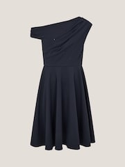 Monsoon Blue One Shoulder Drape Skater Dress - Image 1 of 3