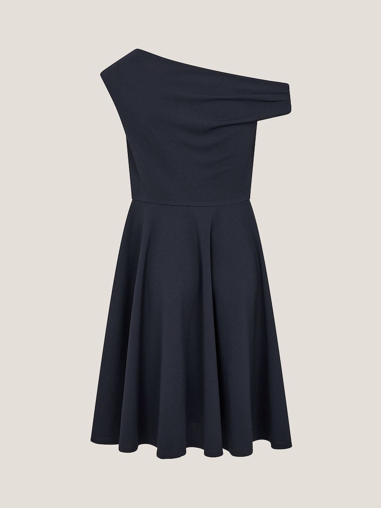Monsoon Blue One Shoulder Drape Skater Dress - Image 2 of 3