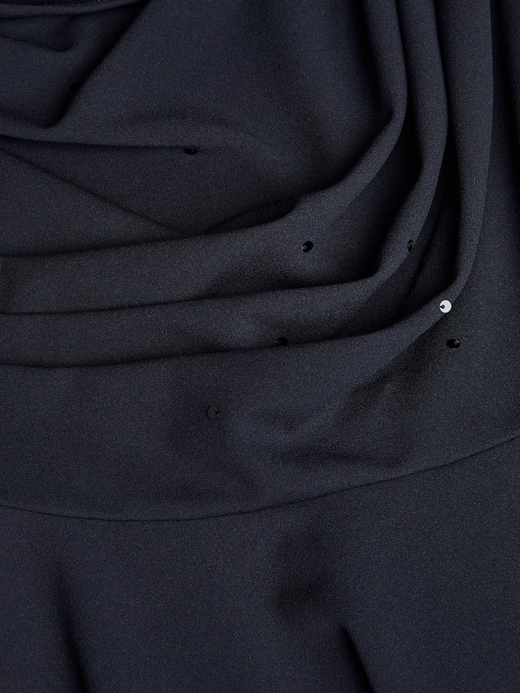 Monsoon Blue One Shoulder Drape Skater Dress - Image 3 of 3