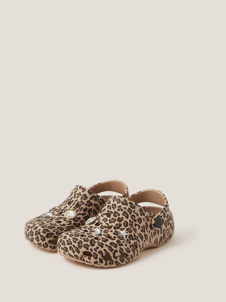 Monsoon Brown Jewel Leopard Print Clogs - Image 1 of 3