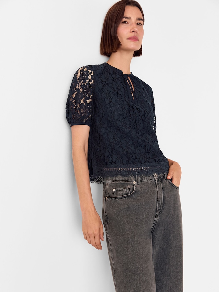 Whistles Lace Tie Detail Blouse - Imagem 1 de 5