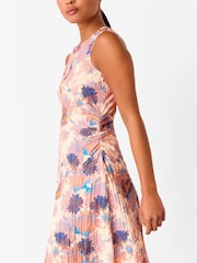Whistles Pink Petite Floral Print Textured Midi Dress - Image 2 of 5