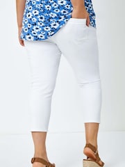 Roman White Curve Elastic Waist Cropped Denim Leggings - Image 3 of 5