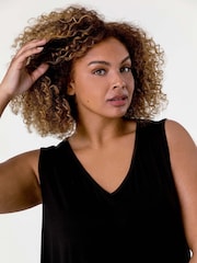 Roman Black Curve Plain V-Neck Vest Top - Image 5 of 5