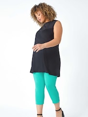Roman Blue Curve Cropped Stretch Trousers - Image 4 of 5