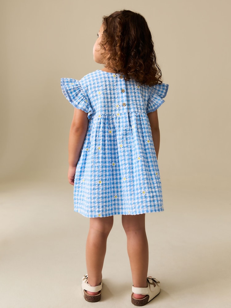 girls blue gingham dress Cotton Pigs