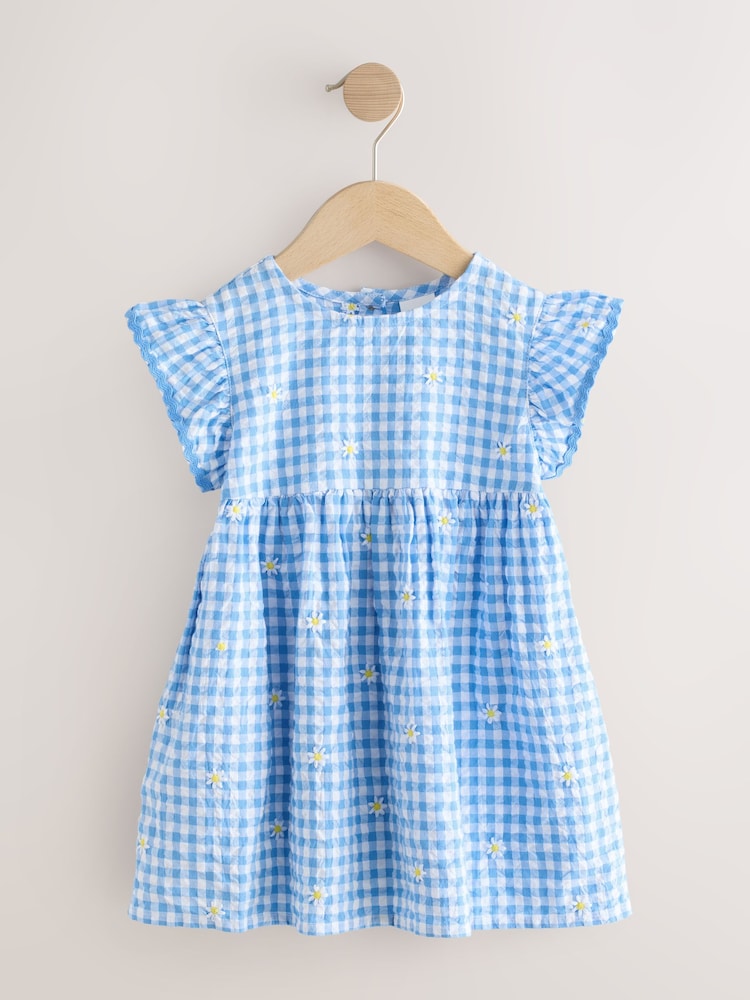 Buy Blue Gingham Ric Rac Frill Sleeve Dress (3mths-8yrs) from Next USA