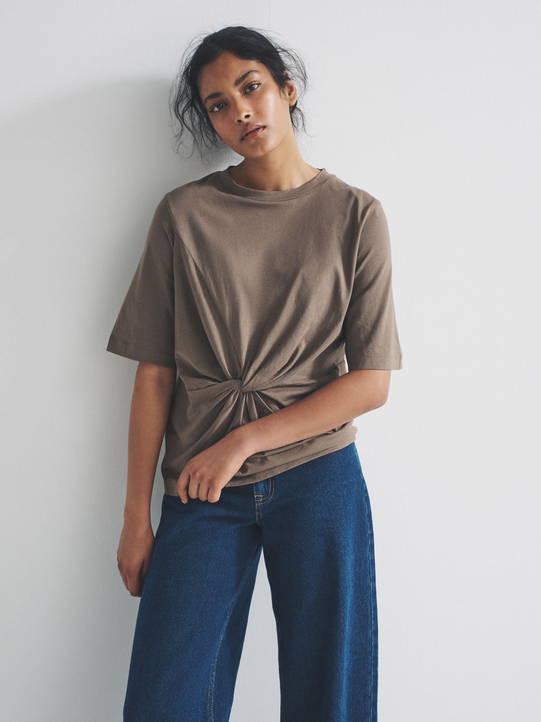 Buy The Set 3 Pack Knot T-Shirts Navy Blue/Light Brown/Stone from
