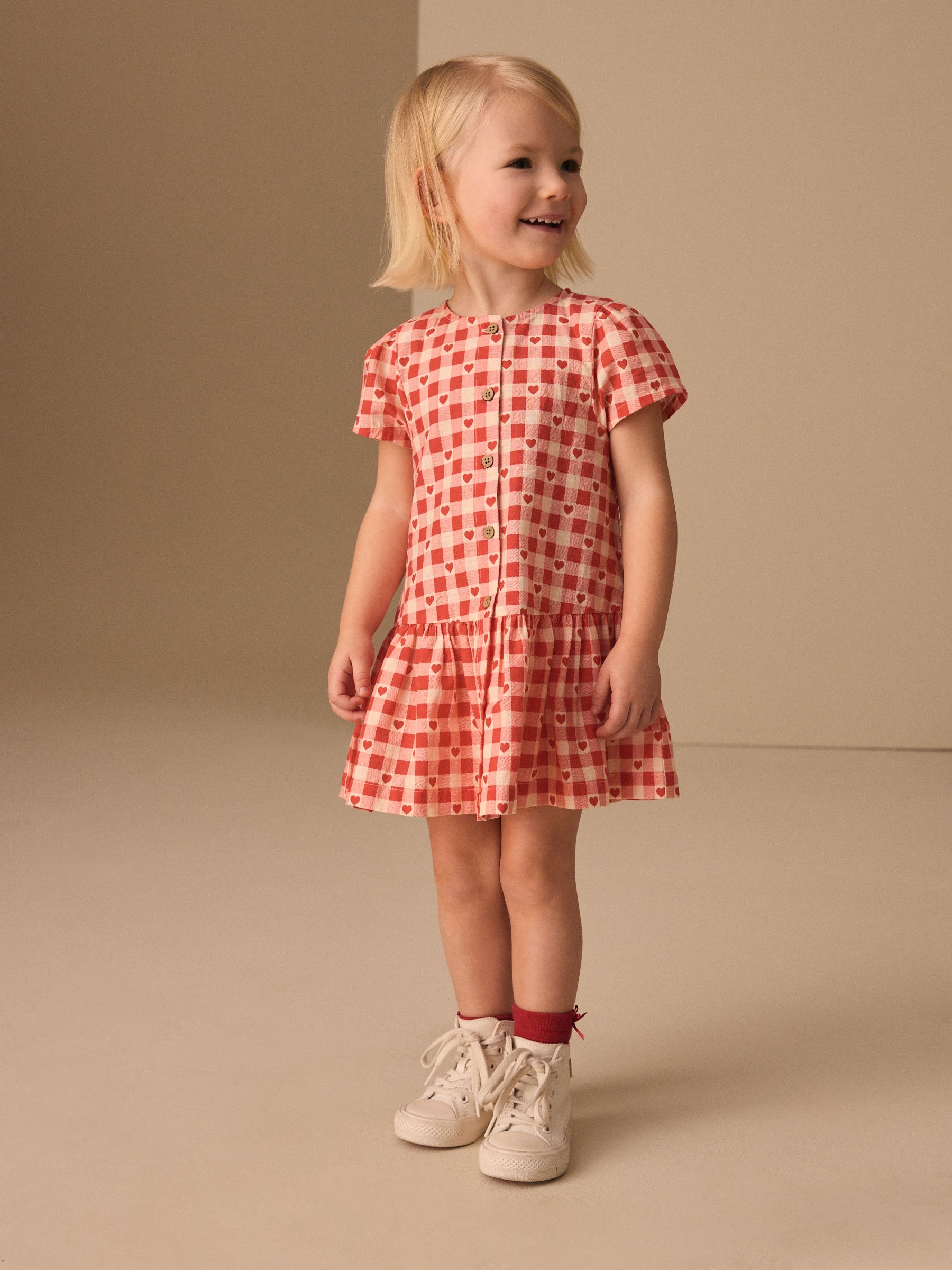 Buy Red Heart Short Sleeve Cotton Dress (3mths-8yrs) from Next Oman