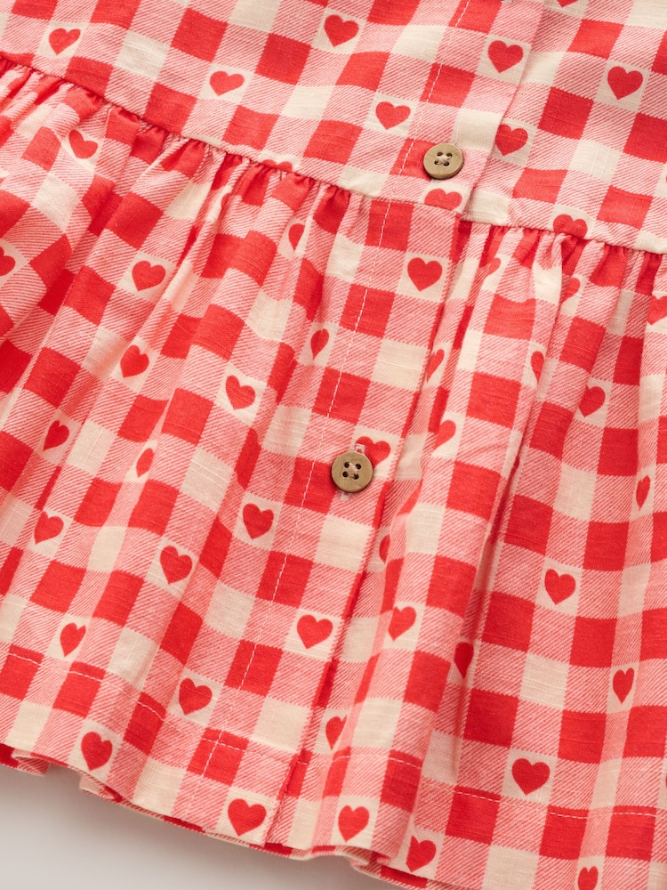 Red Heart Short Sleeve Cotton Dress (3mths-8yrs) - Image 8 of 8
