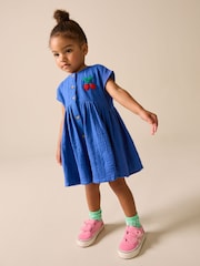 Cobalt Blue Textured Short Sleeve Dress (3mths-8yrs) - Image 2 of 8