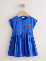 Cobalt Blue Textured Short Sleeve Dress (3mths-8yrs) - Image 5 of 8