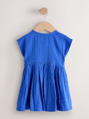 Cobalt Blue Textured Short Sleeve Dress (3mths-8yrs) - Image 6 of 8