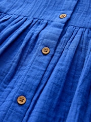 Cobalt Blue Textured Short Sleeve Dress (3mths-8yrs) - Image 7 of 8