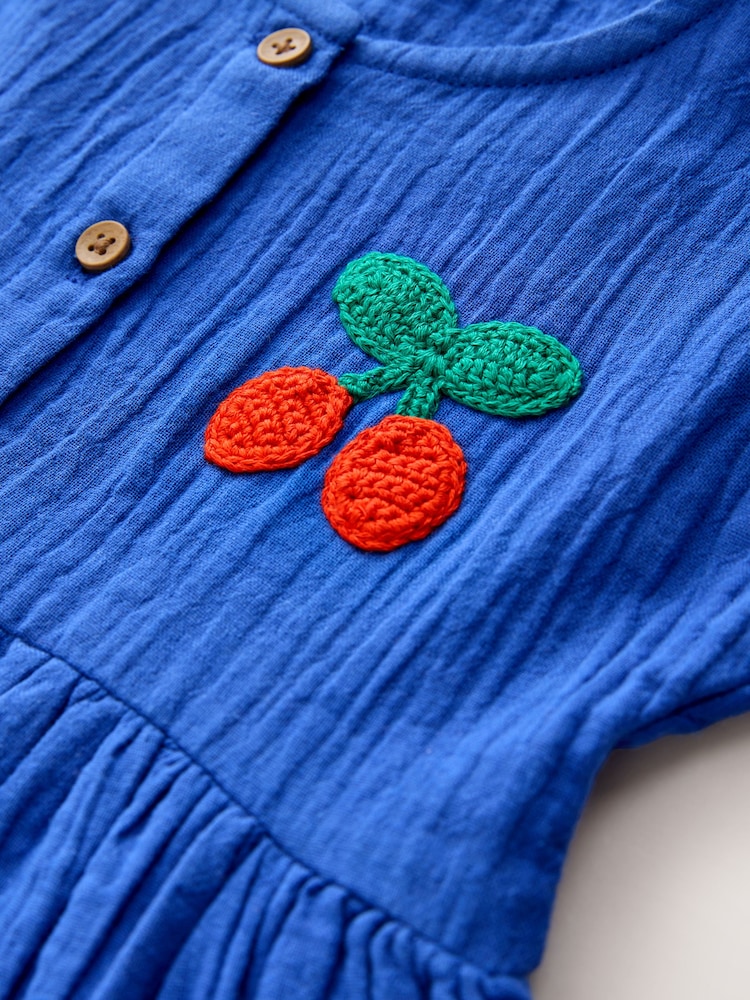 Cobalt Blue Textured Short Sleeve Dress (3mths-8yrs) - Image 8 of 8