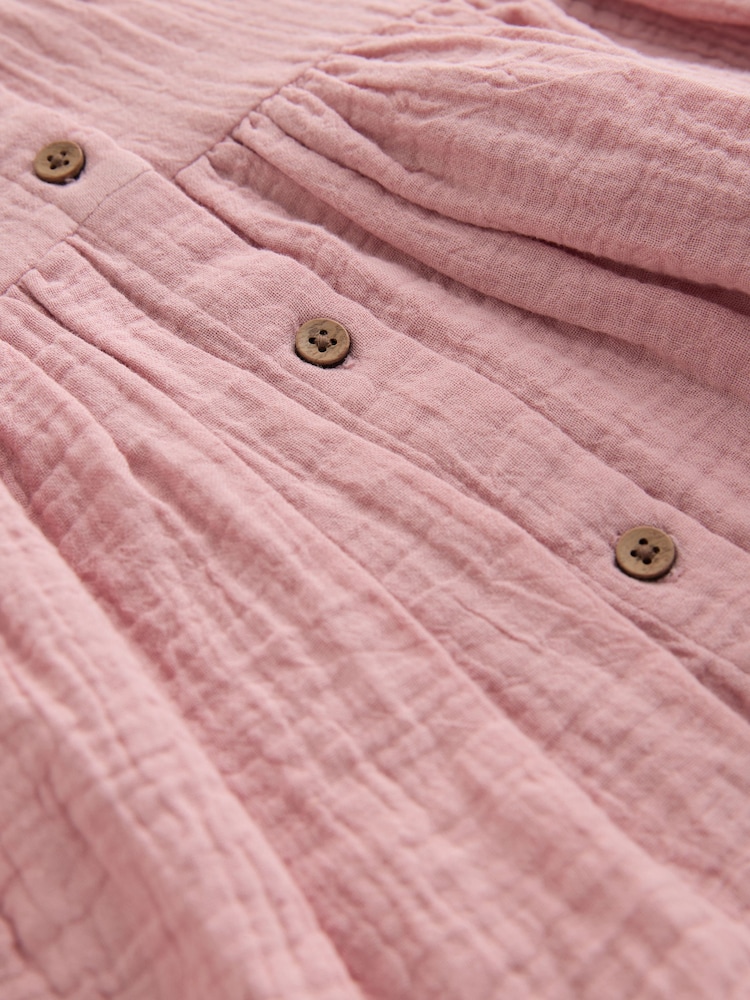 Blush Pink Textured Short Sleeve Dress (3mths-8yrs) - Image 8 of 8