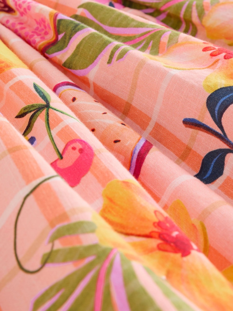 Peach Pink Tropical - Double Ruffle Sleeve Dress (3mths-8yrs) - صورة 7 من 7 Peach Pink Tropical - Double Ruffle Sleeve Dress (3mths-8yrs) - صورة 7 من 7