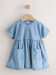 Denim Bow Short Sleeve Dress (3mths-8yrs) - Image 4 of 7