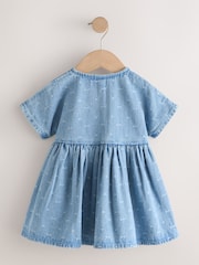 Denim Bow Short Sleeve Dress (3mths-8yrs) - Image 5 of 7