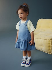 Mid Blue Denim Peplum Pinafore Dress (3mths-8yrs) - Image 1 of 7