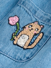 Character Embroidered Collar Denim Dress (3mths-8yrs) - Image 8 of 8