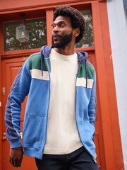 FatFace Brooke Cobalt Blue Zip Through Cut Sew Hoodie - Image 1 of 8