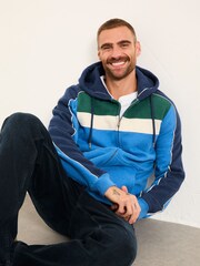FatFace Brooke Cobalt Blue Zip Through Cut Sew Hoodie - Image 2 of 8