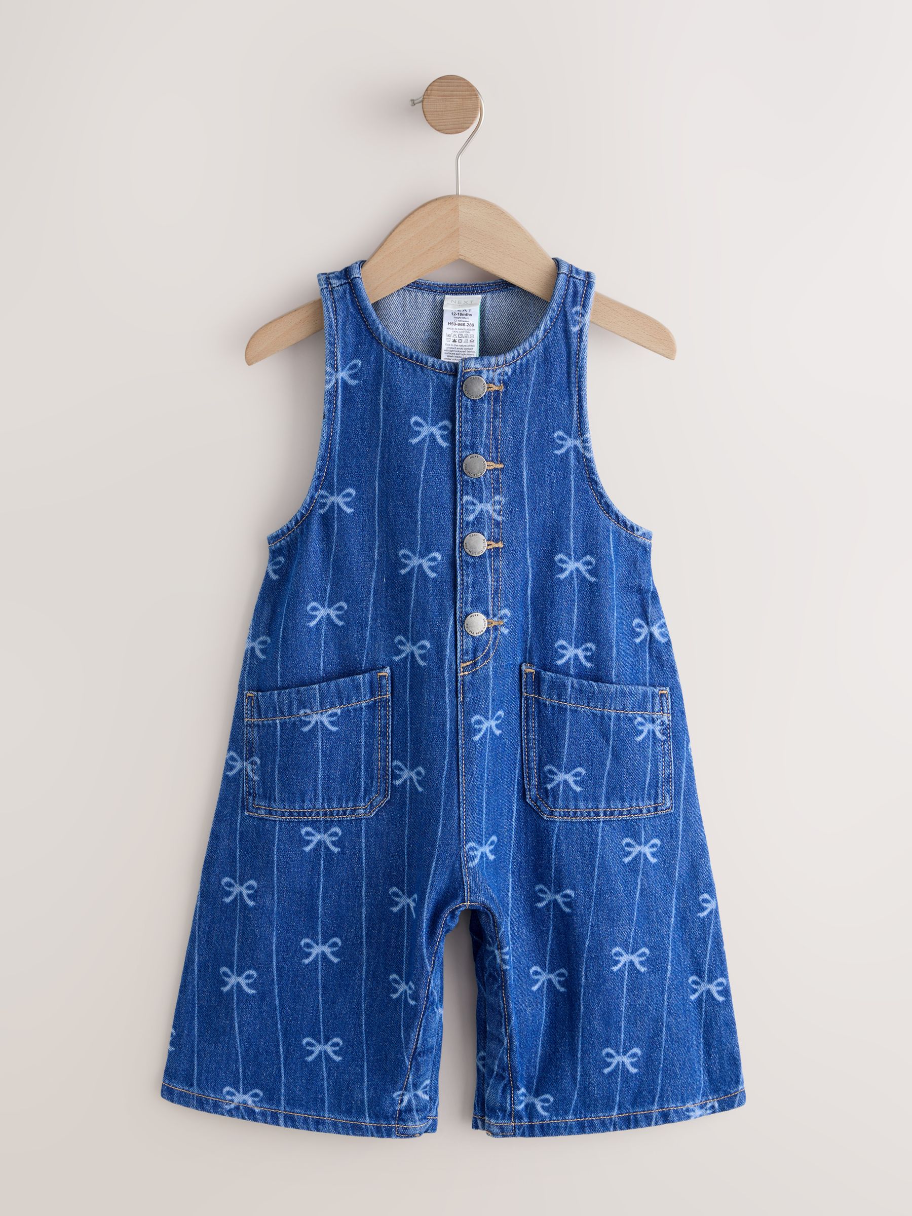 Buy Bow Print Sleeveless Denim Jumpsuit (3mths-8yrs) from Next Ukraine
