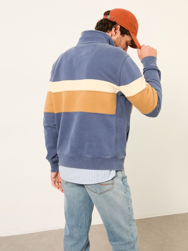FatFace Brooke Blue Denim Half Neck Colour Block Sweat - Image 2 of 6 FatFace Brooke Blue Denim Half Neck Colour Block Sweat - Image 2 of 6