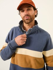 FatFace Brooke Blue Denim Half Neck Colour Block Sweat - Image 4 of 6