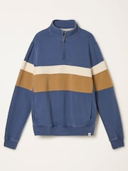 FatFace Brooke Blue Denim Half Neck Colour Block Sweat - Image 6 of 6