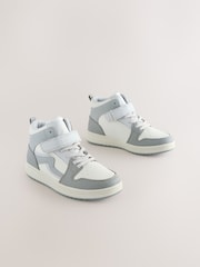 Grey Standard Fit (F) Elastic Lace High Top Trainers - Image 1 of 5