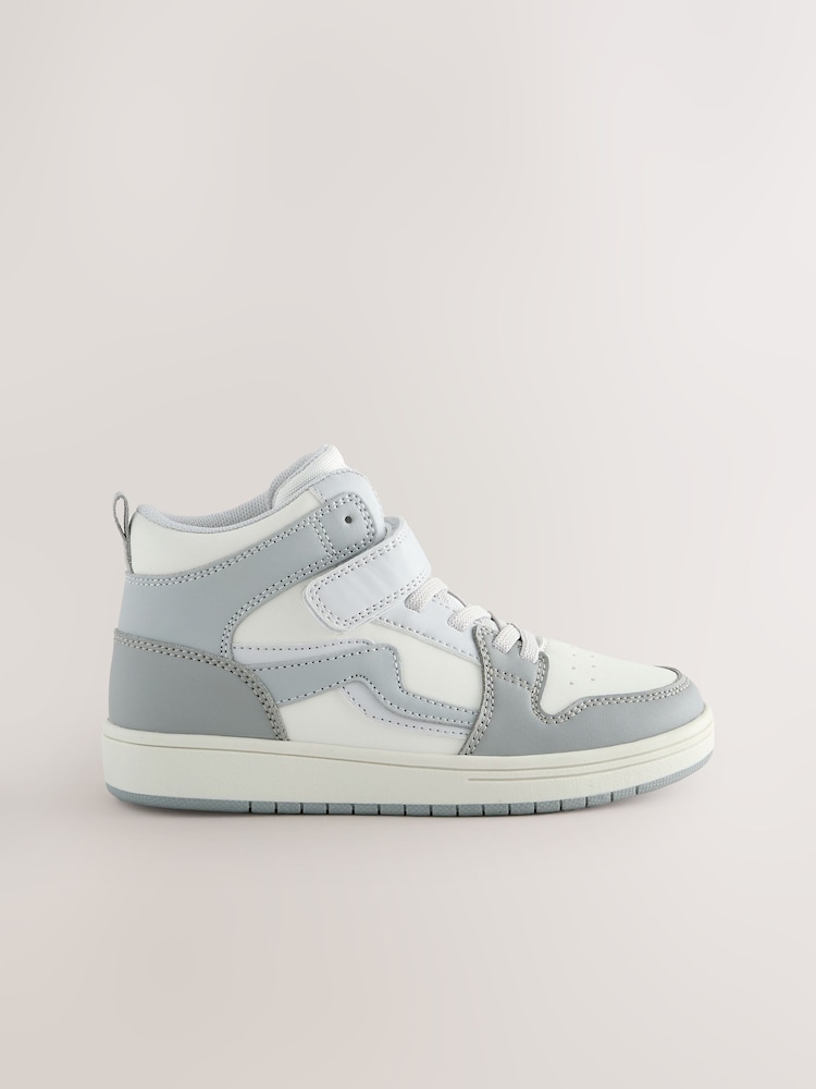 Grey Standard Fit (F) Elastic Lace High Top Trainers - Image 2 of 5 Grey Standard Fit (F) Elastic Lace High Top Trainers - Image 2 of 5