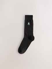 Black Golfing Fun Embroidered Socks 5 Pack - Image 3 of 8